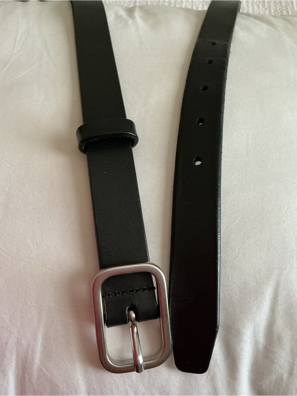 Bonobos Black Leather Belt with Silver Rectangular Buckle made in italy